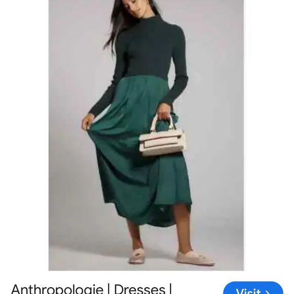 Anthropologie Forest Green Long Sleeve Maxi Dress - Picture 2 of 4